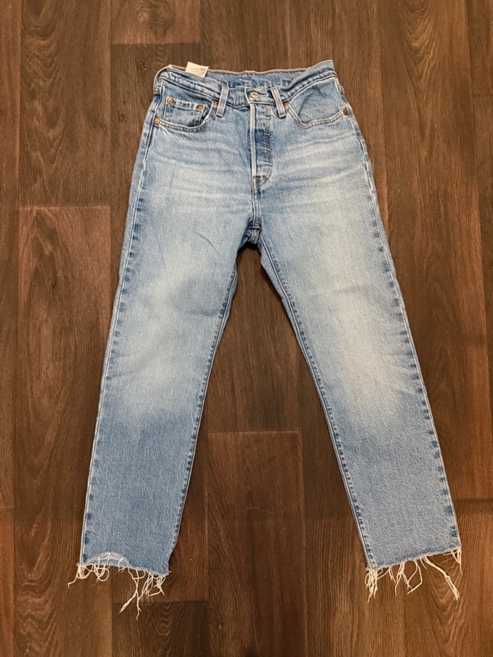 Levi’s 501 size 25x26 Light Wash Straight Leg Jeans with Raw Hem